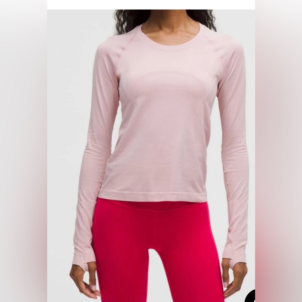 Lululemon swiftly tech long sleeve shirt 2.0 pink haze size 4 EUC